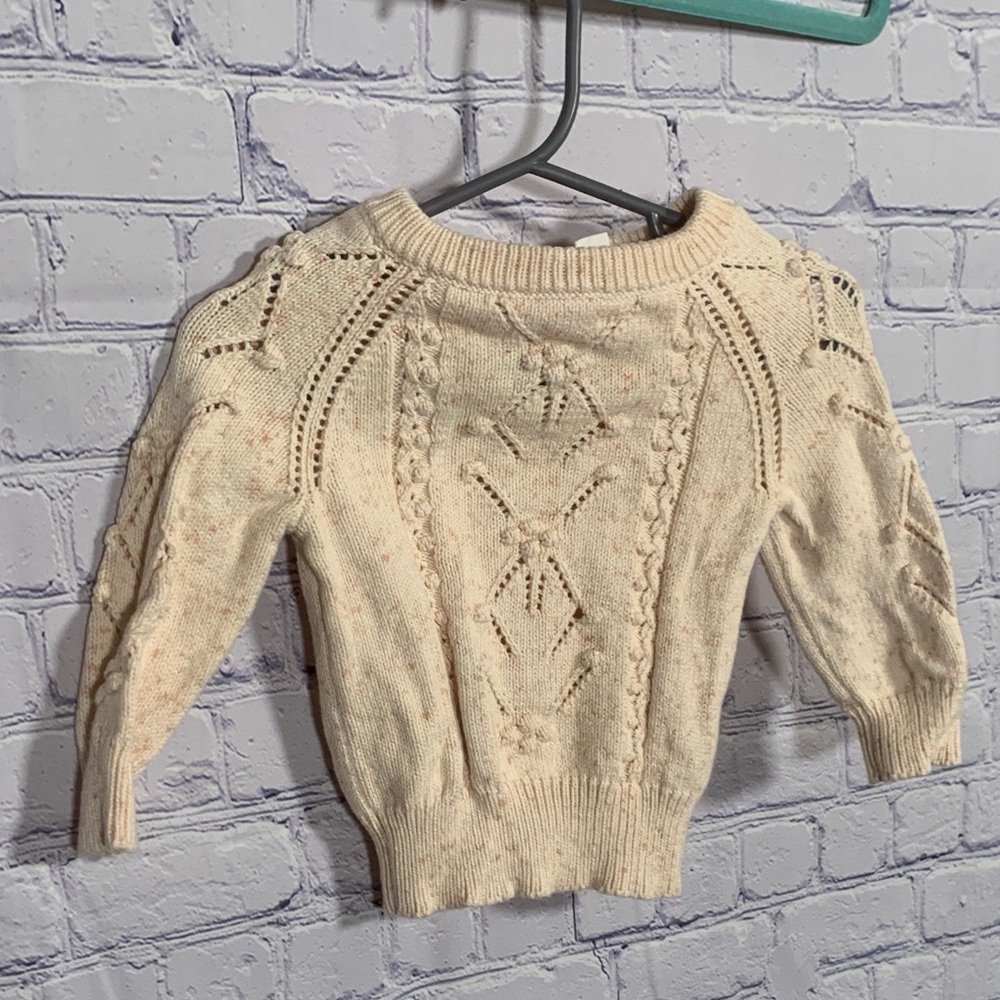 Jamie Kay Baby Girls Crewneck Sweater Pink Bubble Knit Size 6-12M Cotton Dainty